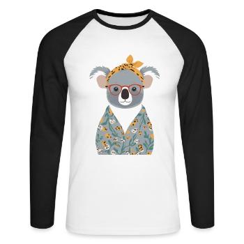 Drôle Koala Maman Mignon Fête des Mères Maman - T-shirt baseball manches longues Homme - blanc/noir - Devant - Nik (191cm)
