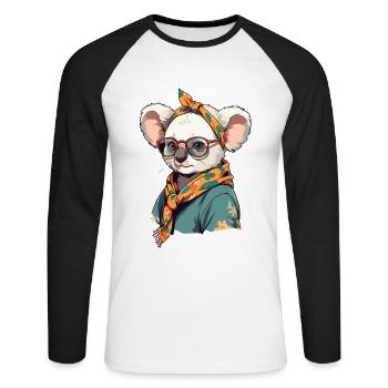 Lustige Koala Mutti Niedliche Muttertag Liebe - Unisex Baseballshirt langarm - Weiß/Schwarz - Vorne - Nik (191cm)