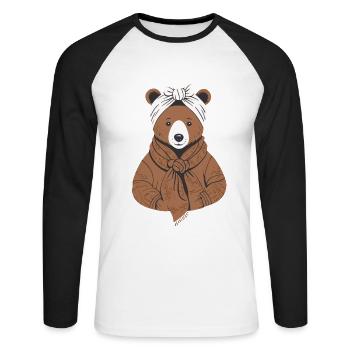 Funny Mama Bear Mother Bear For Bear Lovers - Unisex Long Sleeve Baseball T-Shirt - white/black - Front - Nik (191cm)