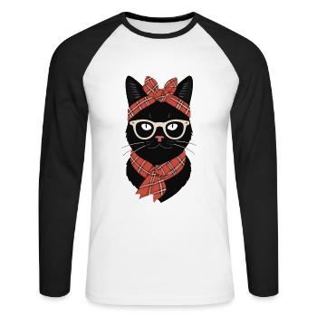 Cute Cat Mom Cat Lover Mom Style - Unisex Long Sleeve Baseball T-Shirt - white/black - Front - Nik (191cm)