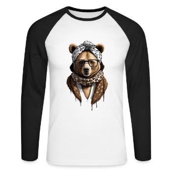 Lustiger Mama Bär Mutter Bärin Bärenliebhaber - Unisex Baseballshirt langarm - Weiß/Schwarz - Vorne - Nik (191cm)