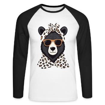 Funny Mama Bear Mother Bear Bear Lover - Unisex Long Sleeve Baseball T-Shirt - white/black - Front - Nik (191cm)