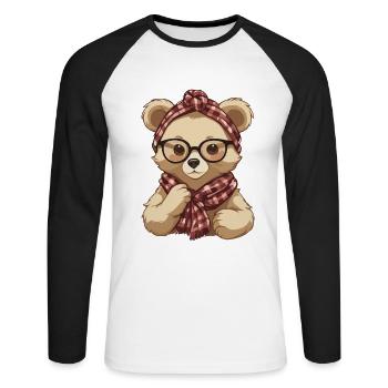 Funny Mama Bear Mother Bear Bear Lover - Unisex Long Sleeve Baseball T-Shirt - white/black - Front - Nik (191cm)