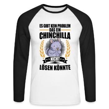 Le chinchilla résout les problèmes de souris laineuse rongeur - T-shirt baseball manches longues Homme - blanc/noir - Devant - Nik (191cm)