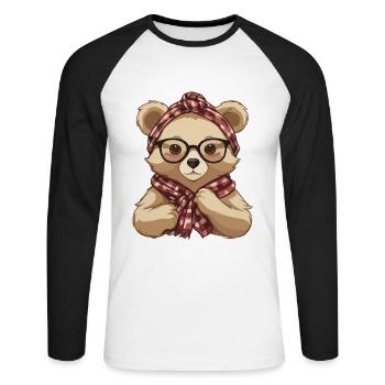 Funny Mama Bear Mother Bear Bear Lover - Unisex Long Sleeve Baseball T-Shirt - white/black - Front - Nik (191cm)