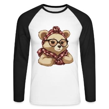 Funny Mama Bear Mother Bear Bear Lover - Unisex Long Sleeve Baseball T-Shirt - white/black - Front - Nik (191cm)