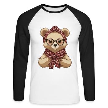 Lustiger Mama Bär Mutter Bärin Bärenliebhaber - Unisex Baseballshirt langarm - Weiß/Schwarz - Vorne - Nik (191cm)