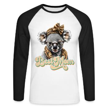 Lustige Koala Mutti Niedliche Mama Koalabär Liebe - Unisex Baseballshirt langarm - Weiß/Schwarz - Vorne - Nik (191cm)
