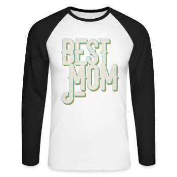Best Mom Proud Mom Funny Mom Design - Unisex Long Sleeve Baseball T-Shirt - white/black - Front - Nik (191cm)