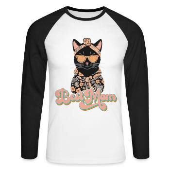 Meilleure Maman Chat Mignon Maman Élégant - T-shirt baseball manches longues Homme - blanc/noir - Devant - Nik (191cm)