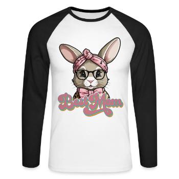Mommy Bunny Cute Bunny Mom Cute Easter Bunny - Unisex Long Sleeve Baseball T-Shirt - white/black - Front - Nik (191cm)