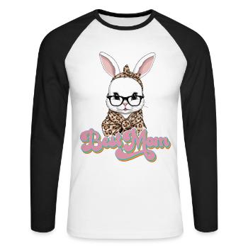 Mommy Bunny Cute Bunny Mom Cute Easter Bunny - Unisex Long Sleeve Baseball T-Shirt - white/black - Front - Nik (191cm)