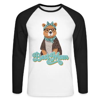 Drôle Capymama Capybara Mère Design - T-shirt baseball manches longues Homme - blanc/noir - Devant - Nik (191cm)