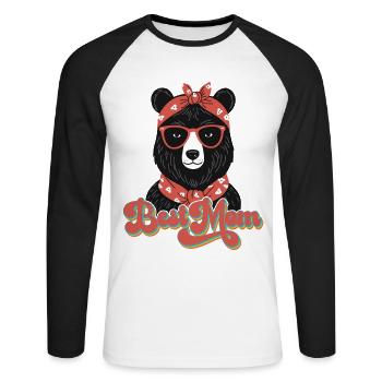Meilleure maman drôle maman ours mère ours design - T-shirt baseball manches longues Homme - blanc/noir - Devant - Nik (191cm)