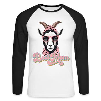 Best Mom Funny Mom Goat Perfect For Mother's Day - Unisex Long Sleeve Baseball T-Shirt - white/black - Front - Nik (191cm)