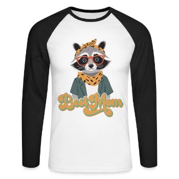 Meilleur design de raton laveur Mama pour les amateurs de ratons laveurs - T-shirt baseball manches longues Homme - blanc/noir - Devant - Nik (191cm)