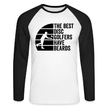 Les meilleurs disc golfeurs ont la barbe - T-shirt baseball manches longues Homme - blanc/noir - Devant - Nik (191cm)