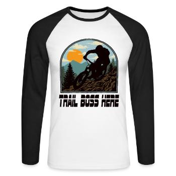 Downhill Mountainbike Mtb Mountainbiker Biking - Unisex Baseballshirt langarm - Weiß/Schwarz - Vorne - Nik (191cm)