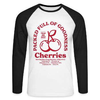 Cherries Nutritional - Unisex Long Sleeve Baseball T-Shirt - white/black - Front - Nik (191cm)