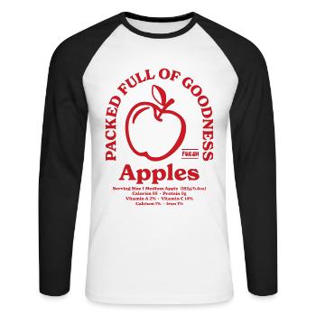 Apples Nutritional Red - Unisex Long Sleeve Baseball T-Shirt - white/black - Front - Nik (191cm)