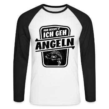 Mir reicht’s ich geh angeln - Unisex Baseballshirt langarm - Weiß/Schwarz - Vorne - Nik (191cm)