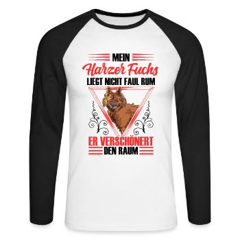 Harz fox is not lazy Old German herding dog - Unisex Long Sleeve Baseball T-Shirt - white/black - Front - Nik (191cm)