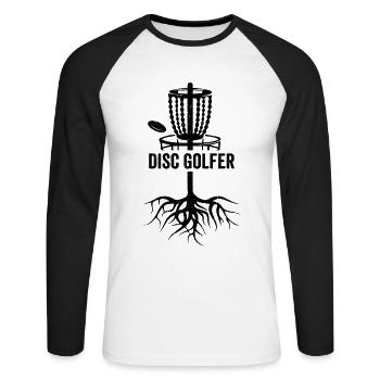 Disc Golfer Disc Golf Basket Disc Golf Player - Unisex Baseballshirt langarm - Weiß/Schwarz - Vorne - Nik (191cm)
