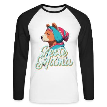 Meilleurs points forts du design de la fête des mères drôle de maman - T-shirt baseball manches longues Homme - blanc/noir - Devant - Nik (191cm)