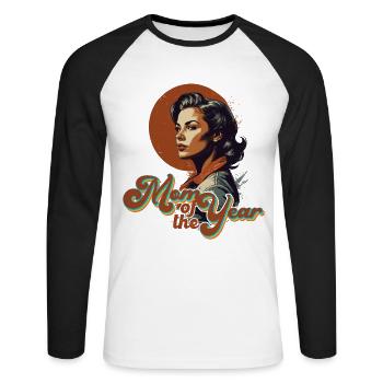 Mère de l’année Fière du meilleur design de maman - T-shirt baseball manches longues Homme - blanc/noir - Devant - Nik (191cm)