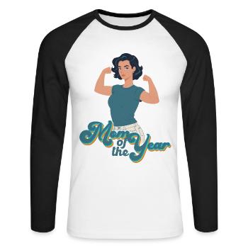 Mutter des Jahres Tolle Mutter Lustige Mutti - Unisex Baseballshirt langarm - Weiß/Schwarz - Vorne - Nik (191cm)