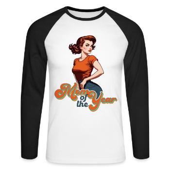 Mutter des Jahres Tolle Mama Stolze Beste - Unisex Baseballshirt langarm - Weiß/Schwarz - Vorne - Nik (191cm)