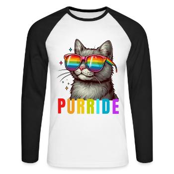 Purride Cat Pride Monat LGBTQ Rainbow Gay Parade - Unisex Baseballshirt langarm - Weiß/Schwarz - Vorne - Nik (191cm)