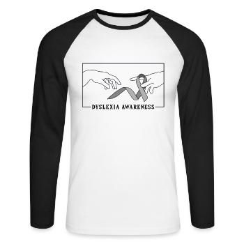 Michelangelo Creation of Adam Dyslexia Dyslexia - Unisex Long Sleeve Baseball T-Shirt - white/black - Front - Nik (191cm)