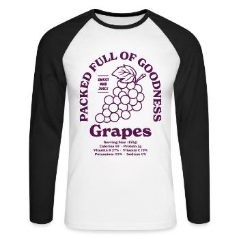 Grapes Nutritional - Unisex Long Sleeve Baseball T-Shirt - white/black - Front - Nik (191cm)