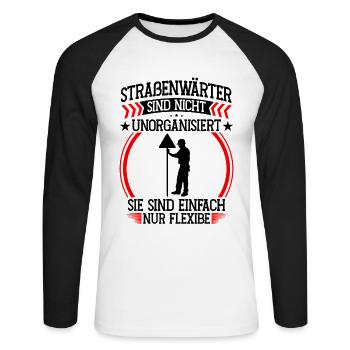 Les ouvriers d’entretien des routes ne sont pas désorganisés - T-shirt baseball manches longues Homme - blanc/noir - Devant - Nik (191cm)