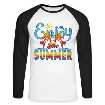 Enjoy the Summer. Travel, Vacation, Fun, Recreation, - Unisex Long Sleeve Baseball T-Shirt - white/black - Front - Nik (191cm)