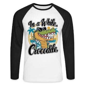 Drôle de crocodile alligator dans un crocodile - T-shirt baseball manches longues Homme - blanc/noir - Devant - Nik (191cm)