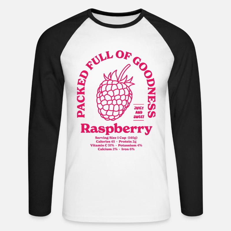 Raspberry Nutritional - Unisex Long Sleeve Baseball T-Shirt - white/black