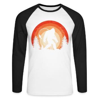 Barschfisch Big Foot - Unisex Baseballshirt langarm - Weiß/Schwarz - Vorne - Nik (191cm)