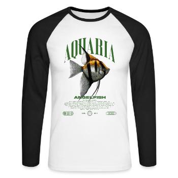 Altum Kaiserfisch Cichlid Fish Keeper Streetwear - Unisex Baseballshirt langarm - Weiß/Schwarz - Vorne - Nik (191cm)