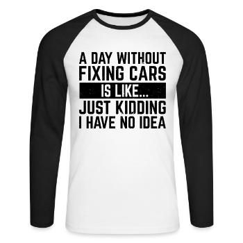 Car Mechanic Quotes Auto Mechanic Funny Mechanic - Unisex Baseballshirt langarm - Weiß/Schwarz - Vorne - Nik (191cm)