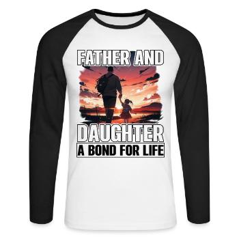 Vater und Tochter eine Bindung fürs Leben - Unisex Baseballshirt langarm - Weiß/Schwarz - Vorne - Nik (191cm)