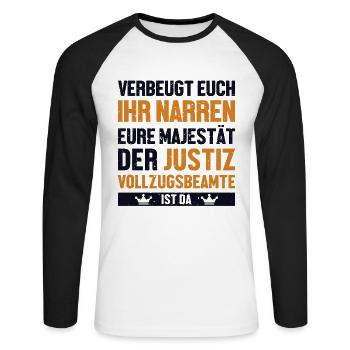 Verbeugt Euch Ihr Narren Officier de police - T-shirt baseball manches longues Homme - blanc/noir - Devant - Nik (191cm)