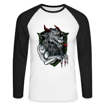 Moderner Steirischer Panther - Unisex Baseballshirt langarm - Weiß/Schwarz - Vorne - Nik (191cm)