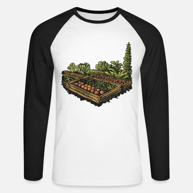 Permakultur Lebensmittel Compost - Unisex Baseballshirt langarm - Weiß/Schwarz