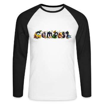 Permakultur Lebensmittel Compost - Unisex Baseballshirt langarm - Weiß/Schwarz - Vorne - Nik (191cm)
