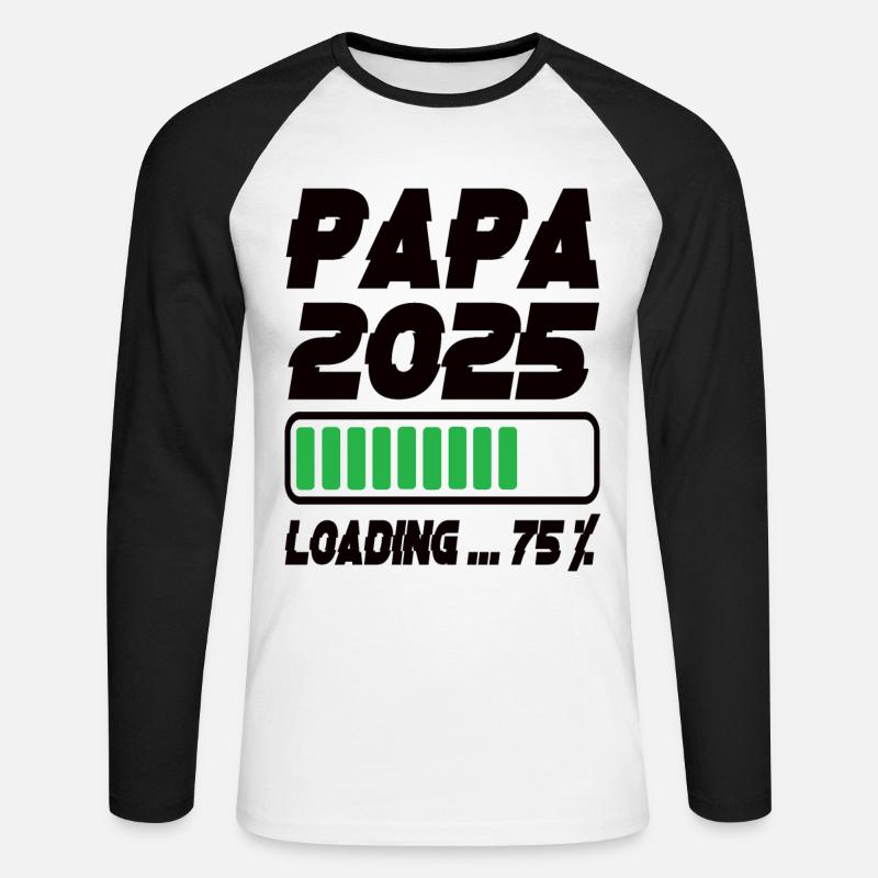 Papa 2025 Loading - Unisex Baseballshirt langarm - Weiß/Schwarz
