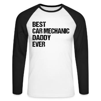 Meilleur papa mécanicien automobile de tous les temps - Papa mécanicien automobile - T-shirt baseball manches longues Homme - blanc/noir - Devant - Nik (191cm)