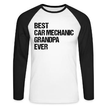Best Car Mechanic Grandpa Ever - Auto Mechanic Gra - Unisex Long Sleeve Baseball T-Shirt - white/black - Front - Nik (191cm)