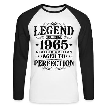 Légende Depuis 1965 Vintage Vintage Anniversaire - T-shirt baseball manches longues Homme - blanc/noir - Devant - Nik (191cm)